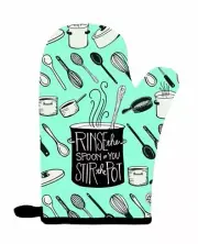 June Clever "Rinse The Spoon If You Stir The Pot" Turquoise Single Oven Mitt