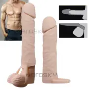 Male Penis Condoms Sleeve BIG Enlarger Extender Ring Delay Premature Ejaculation