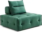 [Priceworth] Molly Single Modular Sofa Chair Space Saving Design Convertible Sofa to Bed High Rebound Sponge Matching Pillows Included Durable 150kg Capacity Modern Seating for Small Spaces Green