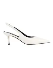[Siren] Yory Slingback Kitten Heels in Chalk White Snake