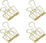 4Pcs Golden Hollow Out Long Tail Wire Binder Clips Paper Binder Clip Large 51mm Binder and Paper Clips, Clamps and Rings, Office Supplies Small in Size and Light in Weight(ZS612)