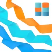 Orange Blue Crepe Paper Streamers6 Rolls Party Streamers for Sports EventsBir...