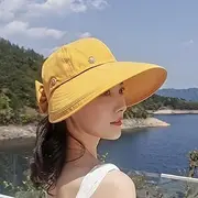 [Ling88] Women's Sun Hat Multi-Color Summer Foldable Two Wearing Sun Hat Outdoor Uv Protection Windproof Wide Large Brim Hat Beach Cap Empty to Visor Hat-3