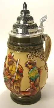 Limited Edition Collectable German Lidded Beer Stein. Hand-painted Fox Hunt