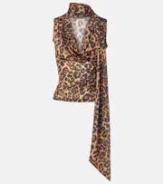 [Blumarine] Blumarine Leopard-printed jersey top AU 14 brown