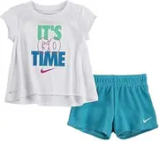 [Nike] Baby Girls Shirt & Mesh Short 2 Piece Set (Emerald Rise(16G070-E8G)/White, 12 Months)
