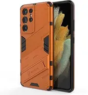 [JOJOBE] Horizontal Kickstand Case for Samsung Galaxy S21 Ultra 5G Cover case Phone Holder with Vertical Kickstand Case Compatible with Samsung S21 Ultra 5G-Orange