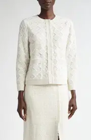 St. John Collection Mixed Media Guipure Lace Jacket in Ecru Lurex Multi at Nordstrom, Size 4