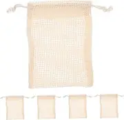 5Pcs Colored Linen Soap Exfoliating Pouches Bathing Soap Bags for Shower Natural Net Soap Storage Soft and Durable Bath Accessories