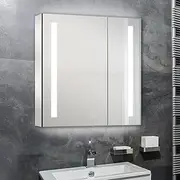 Viviendo Bathroom LED Mirror Cabinet Home Washroom Shaver Wall-Mounted Vanity Shelf Storage Unit Mirrored Cupboard - 750mm - 2 Door