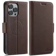 For iPhone 16 Pro Max Case Leather Wallet Cover Compatible with Magsafe Brown