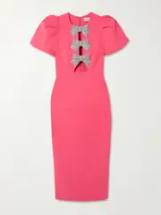 [Rebecca Vallance] Rebecca Vallance - Posey Cutout Embellished Cady Midi Dress - Pink - UK 8 UK 8 Pink