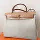 [二手] Hermès Herbag 31 冰川灰金釦