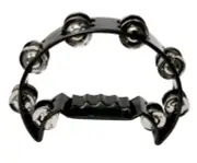MANO PERCUSSION Half Moon Tambourine Black ABS Rim 16 Pairs Of Jingles
