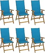 Generic Folding Garden Chairs 6 pcs with Cushions Solid Acacia Wood,Furniture,Outdoor Furniture,Outdoor Seating,Outdoor Chairs