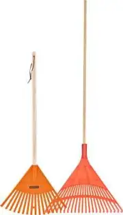 Adult and Kids Garden Rakes with Hardwood Handle Orange to Sweep Leaves (2 Pack)