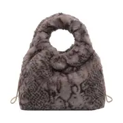 Popular Simple Female Daily Bag Fashion Plush Shoulder Top-handle Bag Women Retro Snake Pattern Crossbody Purse
