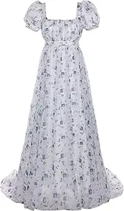 [Mikan Tsumiki] Regency Dresses for Women Elegant Puff Sleeve Empire Waist Dress