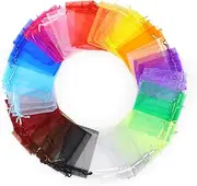 Dealglad 100Pcs Sheer Organza Bags 5x7 Inches, Mixed Color Jewelry Drawstring Pouches Wedding Party Christmas Favor Gift Bags