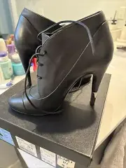 NEW Chanel 13B Black Lace Metal Heel Ankle Boots Booties - 39.5 US 9 1/2 $1495
