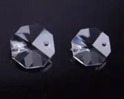 1000pcs 14MM Octagon Glass Beads Crystal Chandelier Parts Decoration +Free Rings