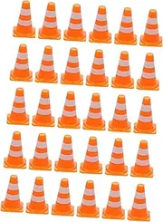 FOYTOKI Mini Traffic Cone Toys for Boys and Girls 30pcs Miniature Traffic Signs Training Cones Mini Barricade Roadblock Signs Toy Set