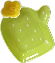 LeoLeoyy Dumpling Plate with Sauce Dish Cactus Modeling Plate Dividing Serving Dish for Snacks Chips and Dip