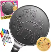 CucinaPro 10 Inch Unicorn Pancake Pan- 6 Edible Food Markers-Great Gift for Kids