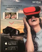 VIBE, Virtual Reality Headset. in Red. Can Be Worn w/Glasses. NEW.
