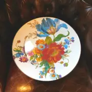 MACKENZIE-CHILD'S WHITE FLOWER MARKET ENAMEL 16" SERVING PLATTER,NEW