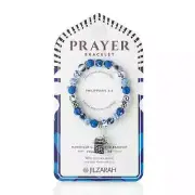 NEW JILZARAH Clay Beads PRAYER CHARM MESSAGE BOX BLUE WHITE 8mm Bracelet