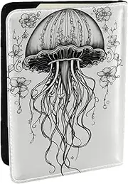 [JEJEA] Jellyfish Pattern Print Travel Organizer Credit Cards Case Passport BookPassport Holder Cover Wallet forTraveling,, Black, One Size