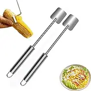 2Pcs Corn Cob Stripper, Long Handle Stainless Steel Corn Stripping Tool, Corn on The Cob Remover, Corn Knife to Remove Corn, Corn Shaver, Corn Zipper, Home Kitchens Outdoor Dining