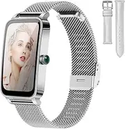 [BOCLOUD] Smart Watch, Smart Watches for Women Men, iPhone Android Smart Watch with Blood Oxygen/Heart Rate/Sleep Monitor, IP68 Waterproof Fitness Tracker with 12 Workout Modes (Silver), Silver, M, Elegant, Classic, Casual, Sport, Health