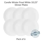 Corelle Winter Frost White 10.25" Dinner Plates, Vitrelle Glass, 6-Pack