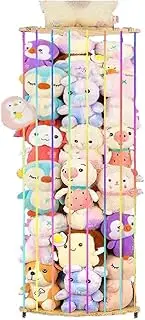 ymonoe Wood Rainbow Elastic Rope Plushies Organizer Toy Net Adjustable Length Stuffed Animal Hammock Corner Wooden Plush Storage Room