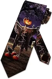 Scarecrow Halloween Ties Jack-o-Lantern Necktie by Three Rooker