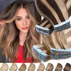 Invisible Russian Tape In Remy Human Hair Extensions FULL HEAD THICK Skin Weft L