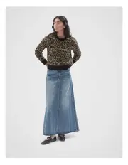 [Unison] A Line Denim Maxi Skirt