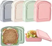 [Frafuo] 4 Pcs Reusable Sandwich Containers-Portable Sandwich Box with Lid-Colorful Toast Shape Sandwich Lunch Box Container for Activities-Food Storage Box with Lid for Lunch (4 Color)