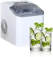 Ice Maker Machine for Home, Portable Countertop Ice Cube Maker, 9 Ice Cubes in 6 Minutes, Self-Cleaning Ice Machine with Ice Scoop and Basket, Low Noise Operation