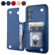 For Samsung S25 S24 FE S23 S22 S21 Leather Wallet Case Card Holders Back Cover