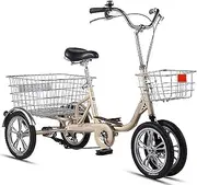 Tricycle for Adults, 4 Wheel Cruiser Bike 14in Single Speed Bicycle with Shopping Basket Adult Tricycle for Recreation Shopping Picnics Exercise