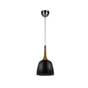 Polk 1 Light Pendant 200mm Oak & Black - POLK PE20-OK+BK