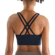 Nevenka Comfort Sports Bra Push up Medium Support Yoga Tops Padded-NavyBlue