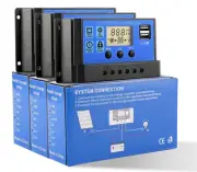 Charge Controller PWM 10A–60A 12V 24V LCD Regulator Dual USB PV Auto For Solar