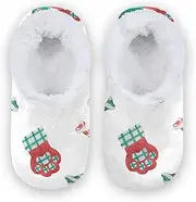[Caihoyu] Kids Girls Boys Slippers Fuzzy Fleece Anti-Skid Sole Lightweight House Slipper Socks Hotel Travel Bedroom Airplane Party, Christmas Animal Footprints and Bones, Small Little Kid