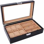 6/8 Grids PU/Carbon Fiber Watch Box Sunglasses Organizer Jewelry Collection Glasses Storage Display Holder Portable Case FANDIAO