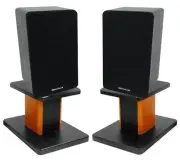 (2) Rockville RockShelf 54B Black 5.25" Home Bookshelf Speakers+8" Wood Stands