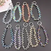 New mobile phone lanyard short water droplet crystal lanyard handmade bead wrist chain watch out for lost accessories